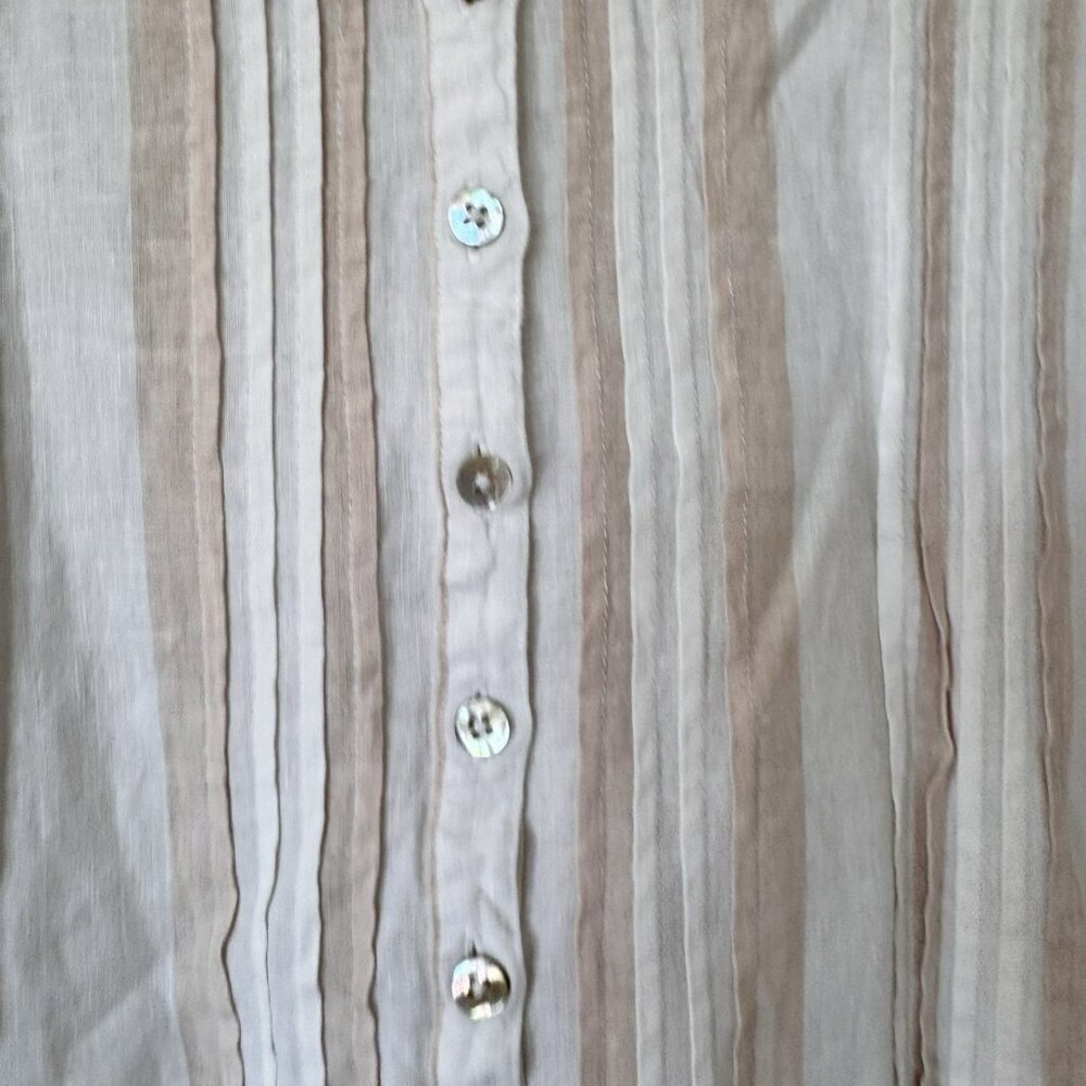 Faherty Gemina Pintuck Sleeved Dress 100% Linen White Blush Stripes Medium - Picture 3 of 7